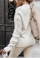 Pulover z ozdobnym splotem Coffee Time ecru