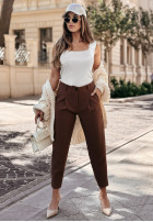 Eleganckie Pantaloni Fashion Chic ciocolatii