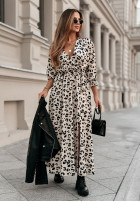 Rochie maxi Chin Up cu imprimeu tip leopard