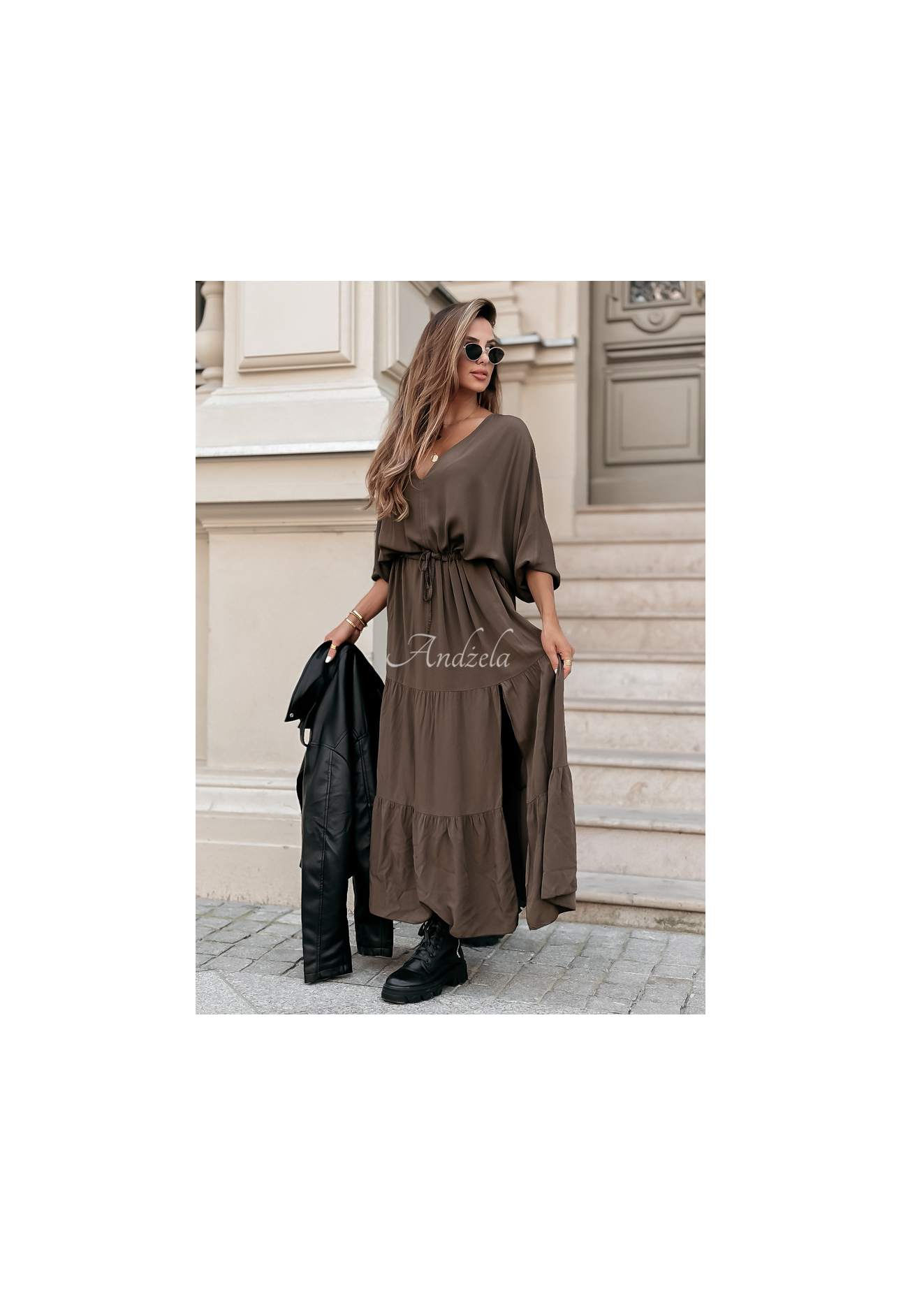 Rochie maxi din viscoză cu volănașe Colletta