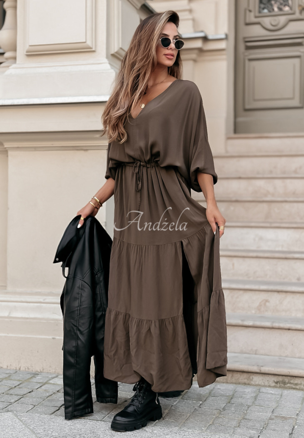 Rochie maxi din viscoză cu volănașe Colletta