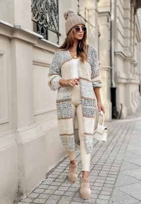 Cardigan lung oversize Caswell cu dungi