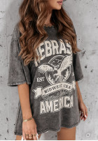 Tricou z nadrukiem Nebraska Gri