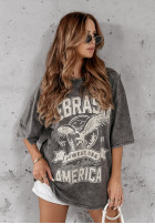 Tricou z nadrukiem Nebraska Gri