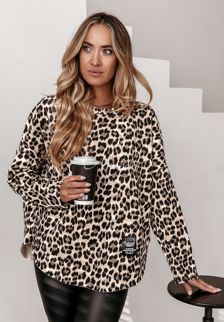 Bluză oversize Morrison cu imprimeu tip leopard