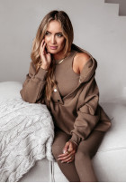 Compleu 3in1 Colanți, Top    i Hanorac Super Fit ciocolatiu