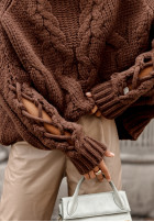 Pulover z ozdobnym splotem Cocomore Casual ciocolatiu