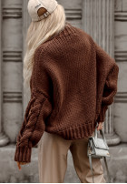 Pulover z ozdobnym splotem Cocomore Casual ciocolatiu