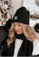 Compleu Căciulă, szalik, Mănuși i ocieplacze 4in1 White Winterland negru