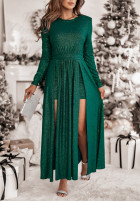 Błyszcząca Rochie maxi z rozcięciami Wish Come True verde sticlă