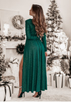 Błyszcząca Rochie maxi z rozcięciami Wish Come True verde sticlă