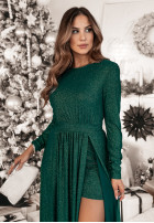 Błyszcząca Rochie maxi z rozcięciami Wish Come True verde sticlă