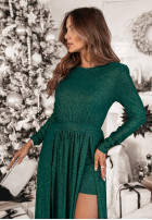 Błyszcząca Rochie maxi z rozcięciami Wish Come True verde sticlă