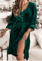 Din velur Rochie midi z falbankami My Darling verde sticlă