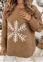 Pulover oversize ze śnieżynką Only Snowflake camel