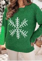 Pulover oversize ze śnieżynką Only Snowflake verde