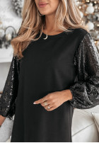 Rochie z cekinowymi rękawami Glowing Attitude negru