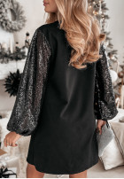 Rochie z cekinowymi rękawami Glowing Attitude negru