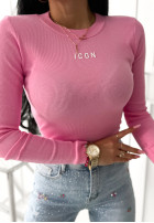 Prążkowana Bluză Icon roz