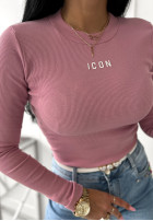 Prążkowana Bluză Icon roz pudră