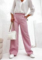 Eleganckie Pantaloni wide leg Glamour Flow roz pudră