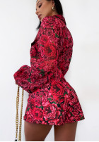 Kwieciste spódnico-spodenki Peony Blessings roșii