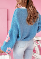 Cardigan oversize w kwiaty Be My Flower albastru