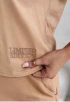 Bluză z haftem i dekoltem I Am Limited Edition camel