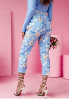 Eleganckie Pantaloni w kwiaty Blossom Radiance albastre