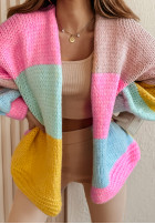 Krótki Cardigan oversize Vibrant Vibes różowo-galbene