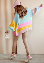 Krótki Cardigan oversize Vibrant Vibes różowo-galbene