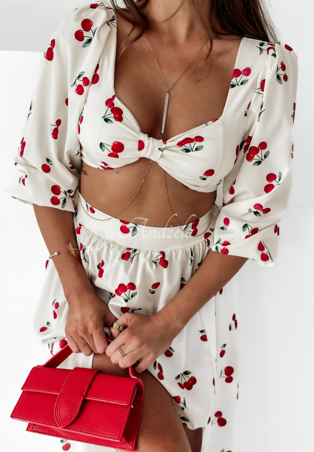 Compleu format din bluză și fustă Cherry Lovers model cu vișine