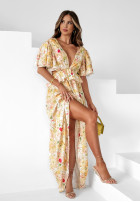 Rochie maxi cu imprimeu floral Petal Party cu volănașe