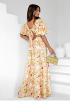 Kwiecista Rochie maxi z falbankami Petal Party galben