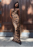 Rochie maxi na ramiączkach La Milla Leopard Luxe cu model tip panteră