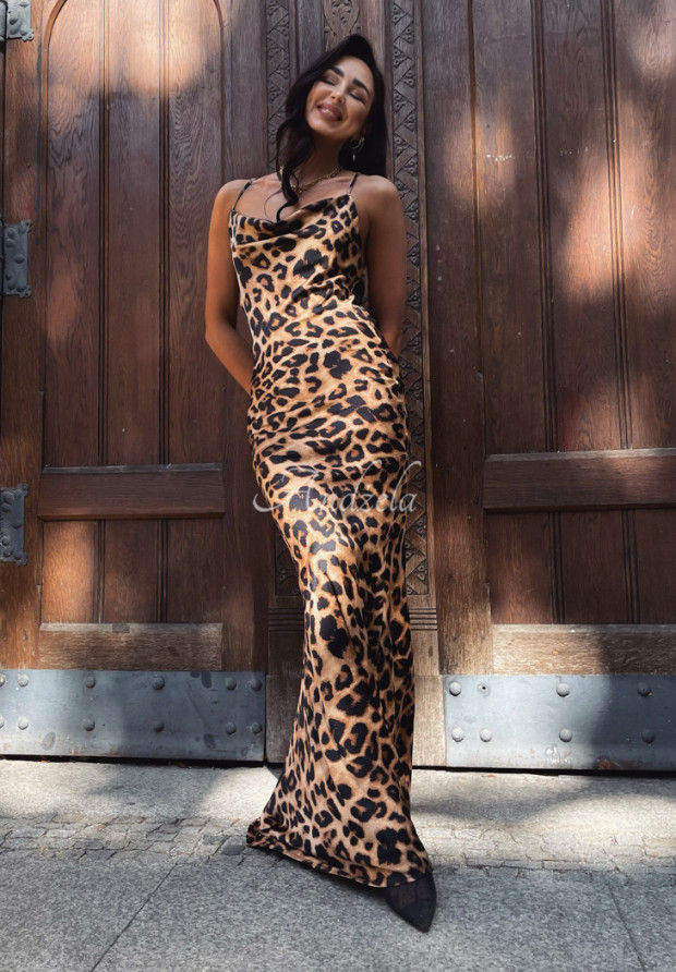 Rochie maxi cu bretele La Milla Savage Shimmer cu imprimeu tip leopard