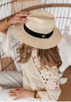 Pleciony Pălărie Sunscreen Kisses bej