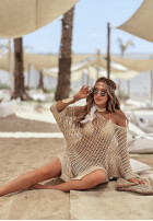 Długa ozdobnie pleciona anrzutka plażowa boho Island Sunset auriu