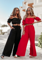 Compleu Bluză Cu croială spaniolă i Pantaloni wide leg Sublime Waves negru