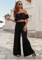 Compleu Bluză Cu croială spaniolă i Pantaloni wide leg Sublime Waves negru