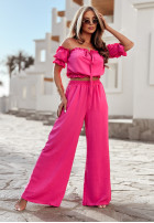 Compleu Bluză Cu croială spaniolă i Pantaloni wide leg Sublime Waves roz