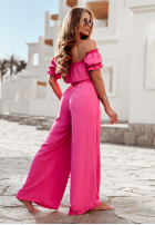 Compleu Bluză Cu croială spaniolă i Pantaloni wide leg Sublime Waves roz