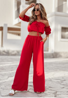 Compleu Bluză Cu croială spaniolă i Pantaloni wide leg Sublime Waves roșu