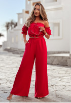 Compleu Bluză Cu croială spaniolă i Pantaloni wide leg Sublime Waves roșu