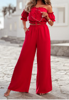 Compleu Bluză Cu croială spaniolă i Pantaloni wide leg Sublime Waves roșu