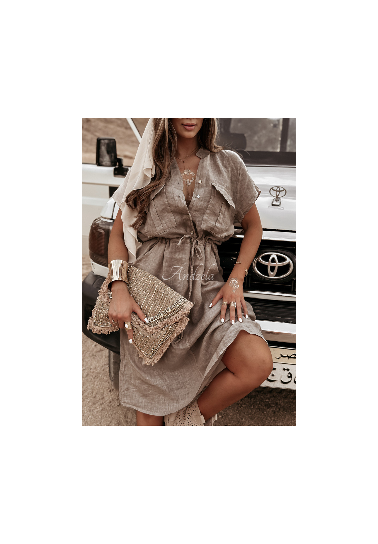 Rochie din in Take A Trip cu buzunare