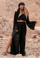 Compleu Bluză Cu croială spaniolă i Pantaloni wide leg Pyramid Delights negru