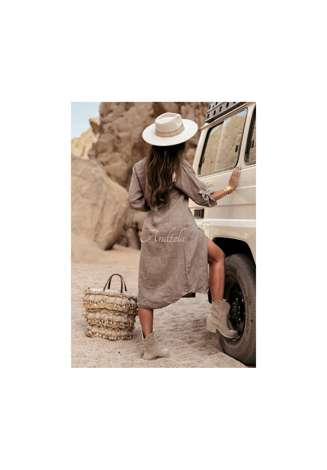 Rochie cămașă Palm Tree cu buzunar