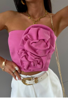 Krótki Top  z ozdobnymi różami La MIlla Floretta roz