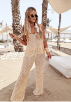 Dzianinowy Top  z frędzlami boho Sunrise Serenity bej